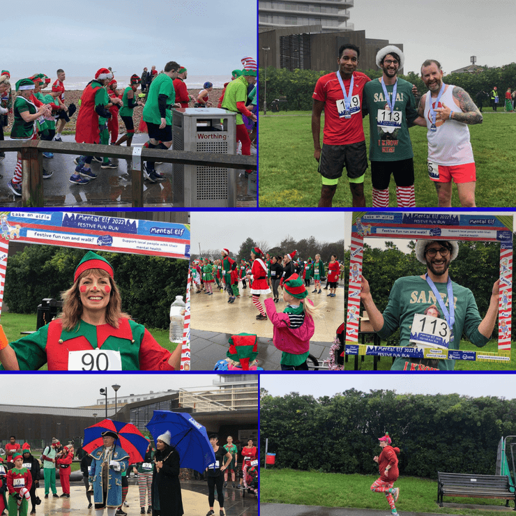 Collage of various runners from the Mental Elf charity event